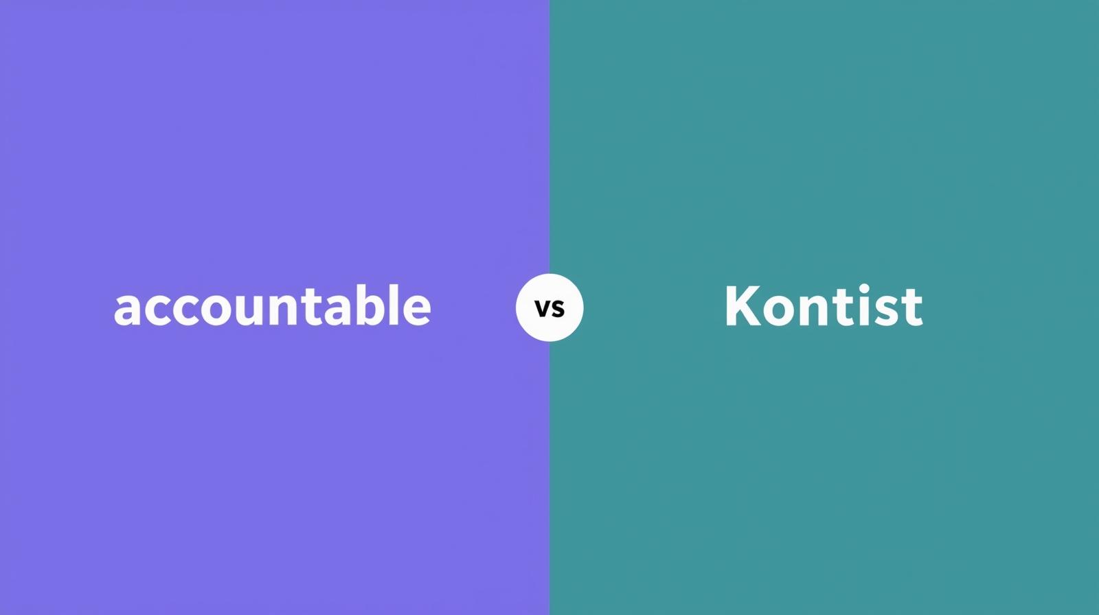 Comparison accountable vs. kontist in minimalist vector style without text, background have to be transparent! color violet green (1)